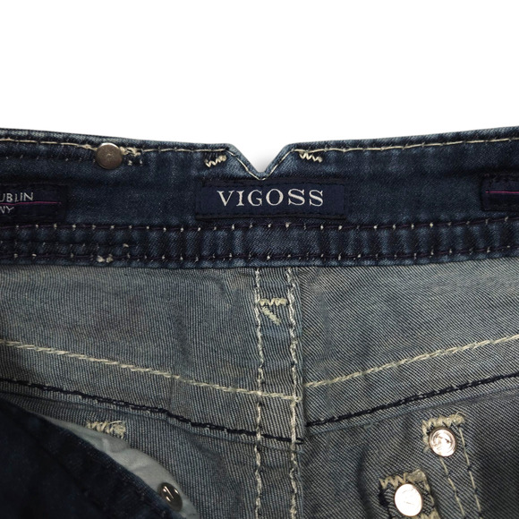 EUC Vigoss Dublin Embellished Low Rise Denim Skinny Jeans Sz. 1/2x31 Dark Wash - Picture 6 of 13
